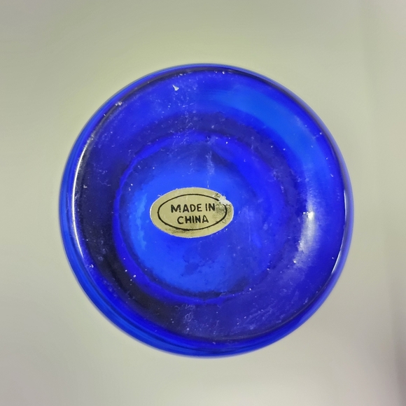 7.5" Tall Cobalt Blue Glass Cylinder Vase | New Orleans French Quarter Souvenir - Picture 7 of 9